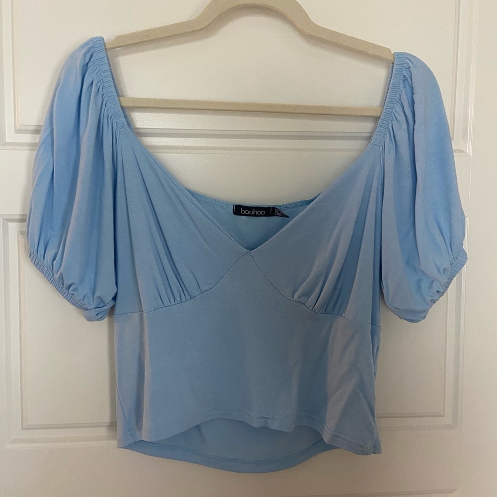 Blue Boohoo Crop Top